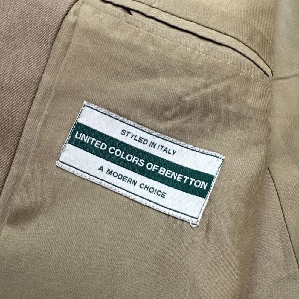Vintage 90s United Colors Of Benetton Suit Blazer Jacket Mens 32 Brown Ventless